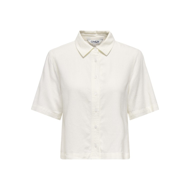 ONLY Goa kortærmet hør skjorte - Cloud Dancer
