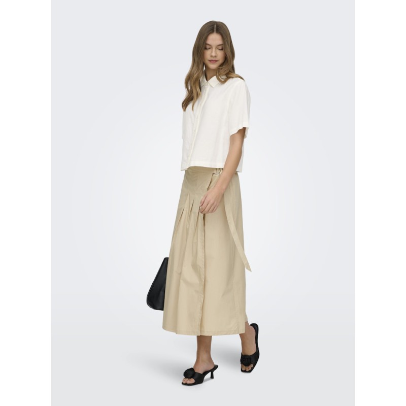 ONLY Goa kortærmet hør skjorte - Cloud Dancer