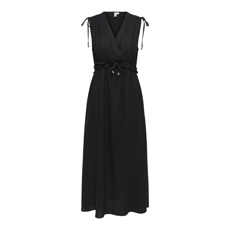 ONLY Goa kortærmet hør kjole - Black