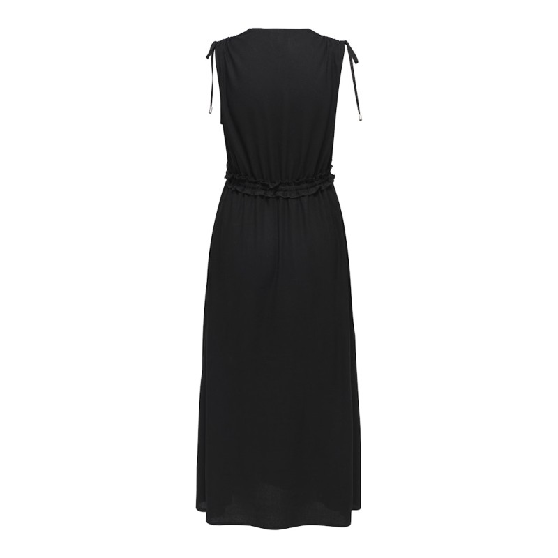 ONLY Goa kortærmet hør kjole - Black