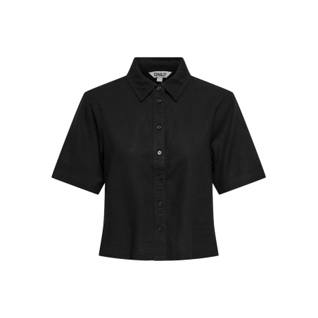 ONLY Goa kortærmet hør skjorte - Black