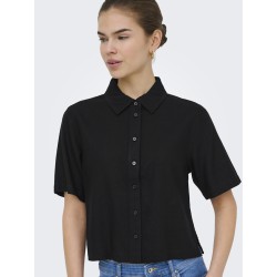 ONLY Goa kortærmet hør skjorte - Black