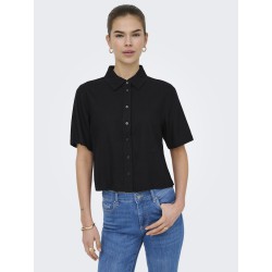 ONLY Goa kortærmet hør skjorte - Black