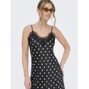 ONLY Bella Strop Satin blonde kjole - Black w. dot