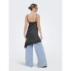 ONLY Bella Strop Satin blonde kjole - Black w. dot