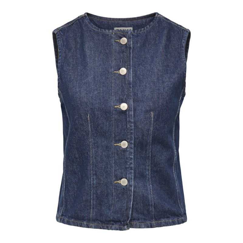 ONLY Aya kortærmet denim vest - Dark Blue Denim