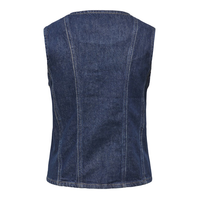 ONLY Aya kortærmet denim vest - Dark Blue Denim