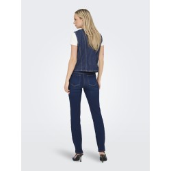 ONLY Aya kortærmet denim vest - Dark Blue Denim