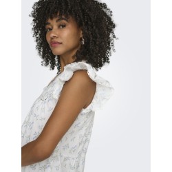 ONLY Tea-Idris Kortærmet Flæse Kjole - Cloud Dancer / Wild Bundles