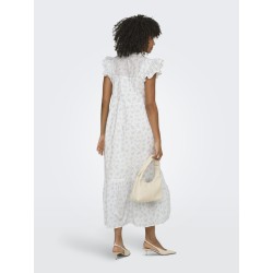 ONLY Tea-Idris Kortærmet Flæse Kjole - Cloud Dancer / Wild Bundles