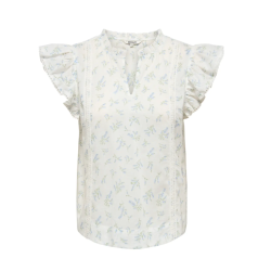 ONLY Tea-Idris Kortærmet Flæse Top - Cloud Dancer / Wild Bundles