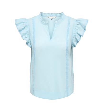 ONLY Tea-Idris Kortærmet Flæse Top - Dream Blue