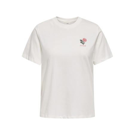 JDY Pisa Kortærmet Broderi T-shirt - Cloud Dancer