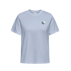 JDY Pisa Kortærmet Broderi T-shirt - Soft Chambray