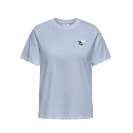 JDY Pisa Kortærmet Broderi T-shirt - Soft Chambray