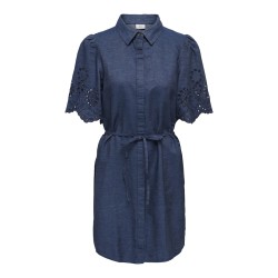 JDY Billie 2/4 Ærme Chambray Midi Kjole - Medium Blue Denim