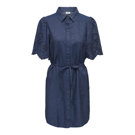 JDY Billie 2/4 Ærme Chambray Midi Kjole - Medium Blue Denim