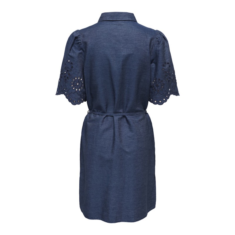 JDY Billie 2/4 Ærme Chambray Midi Kjole - Medium Blue Denim