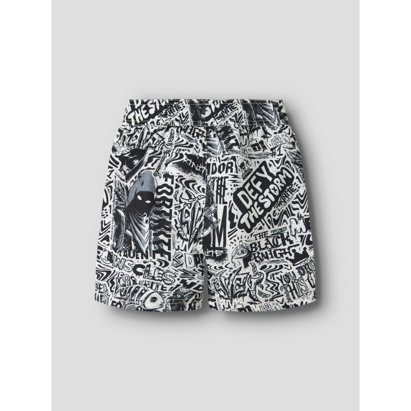 NAME IT Kids Marki Fortnite Badeshorts - Bright White