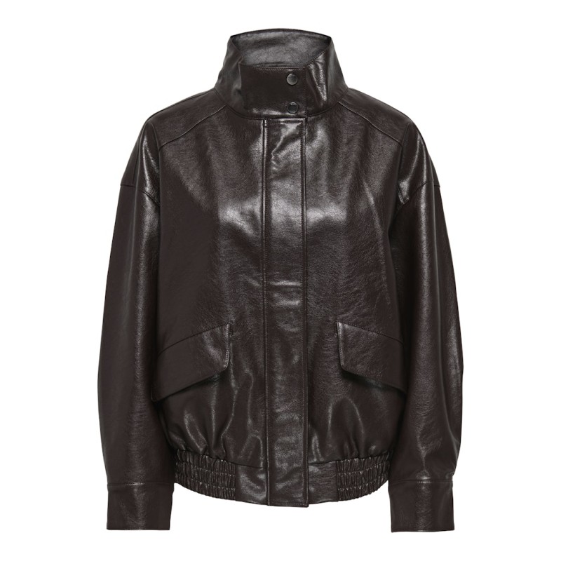 ONLY Julia Faux Leather bomber jakke - Chocolate Torte