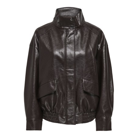 ONLY Julia Faux Leather bomber jakke - Chocolate Torte