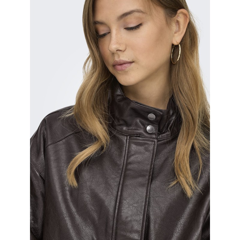 ONLY Julia Faux Leather bomber jakke - Chocolate Torte