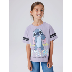 NAME IT Kids Stitch S/S T-shirt - Lavender Gray
