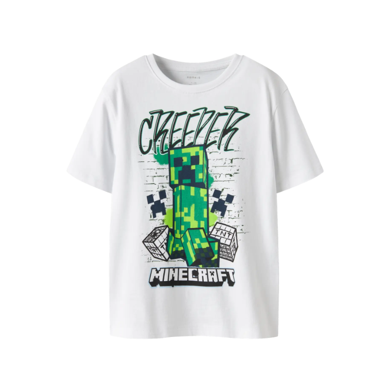 NAME IT Kids Di Minecraft S/S Regular T-shirt - Bright White
