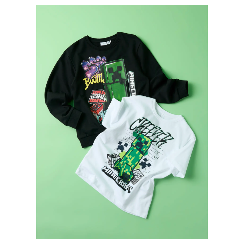 NAME IT Kids Di Minecraft S/S Regular T-shirt - Bright White