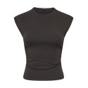 ONLY Mira kortærmet Ruching top - Black Coffee