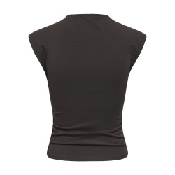 ONLY Mira kortærmet Ruching top - Black Coffee