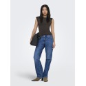 ONLY Mira kortærmet Ruching top - Black Coffee