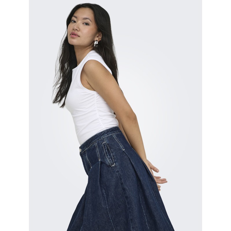 ONLY Mira kortærmet Ruching top - White