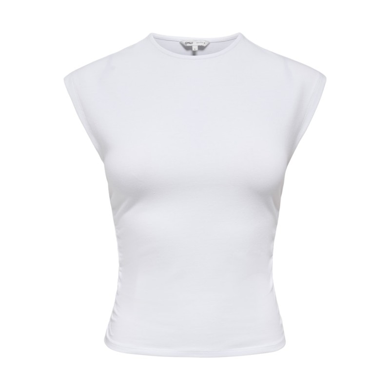 ONLY Mira kortærmet Ruching top - White