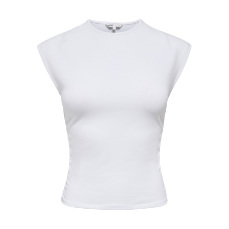 ONLY Mira kortærmet Ruching top - White