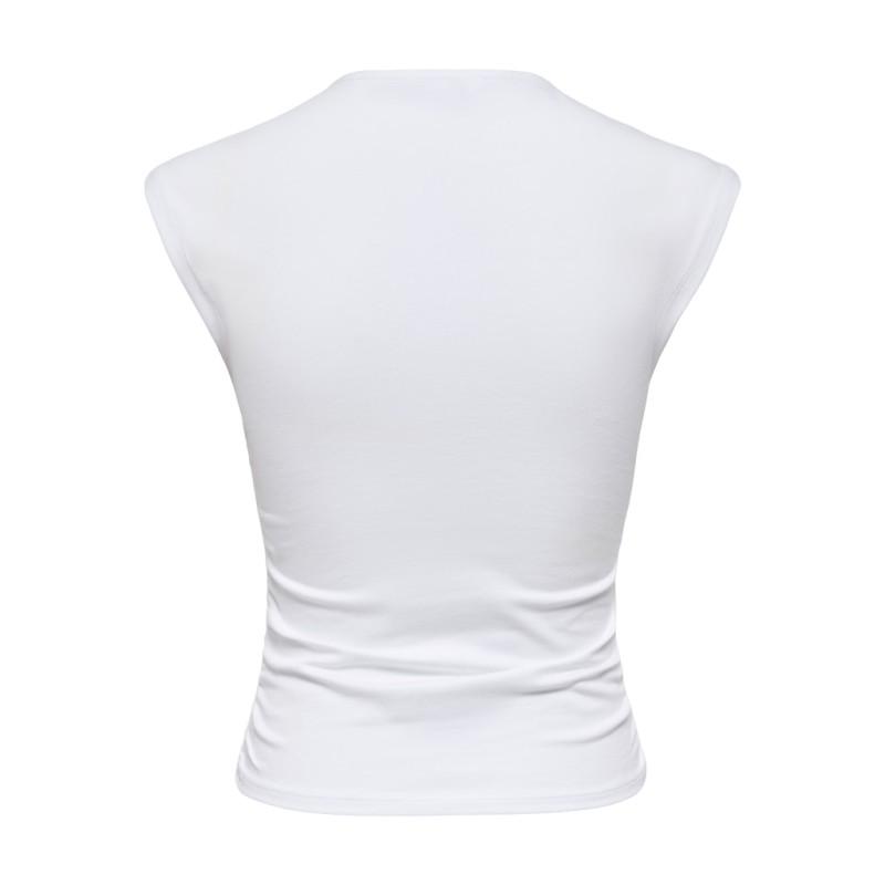 ONLY Mira kortærmet Ruching top - White