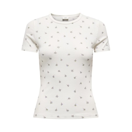 JDY Lucky S/S Rund Hals T-shirt - Cloud Dancer