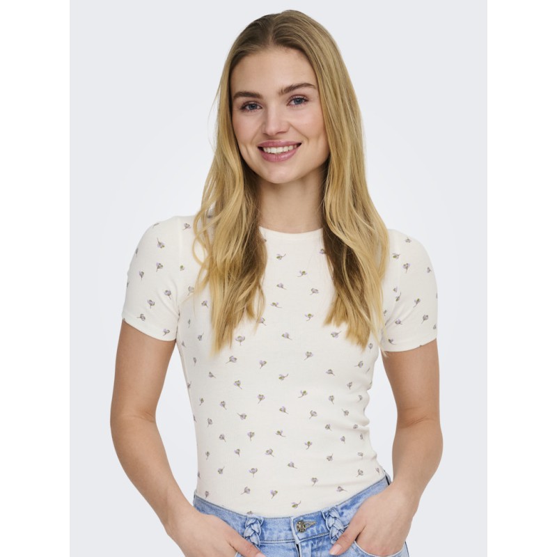 JDY Lucky S/S Rund Hals T-shirt - Cloud Dancer