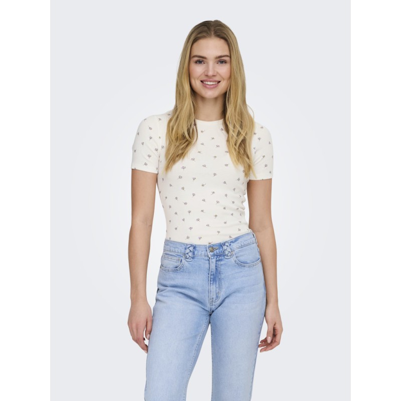 JDY Lucky S/S Rund Hals T-shirt - Cloud Dancer