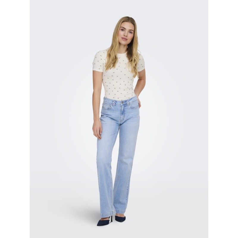 JDY Lucky S/S Rund Hals T-shirt - Cloud Dancer