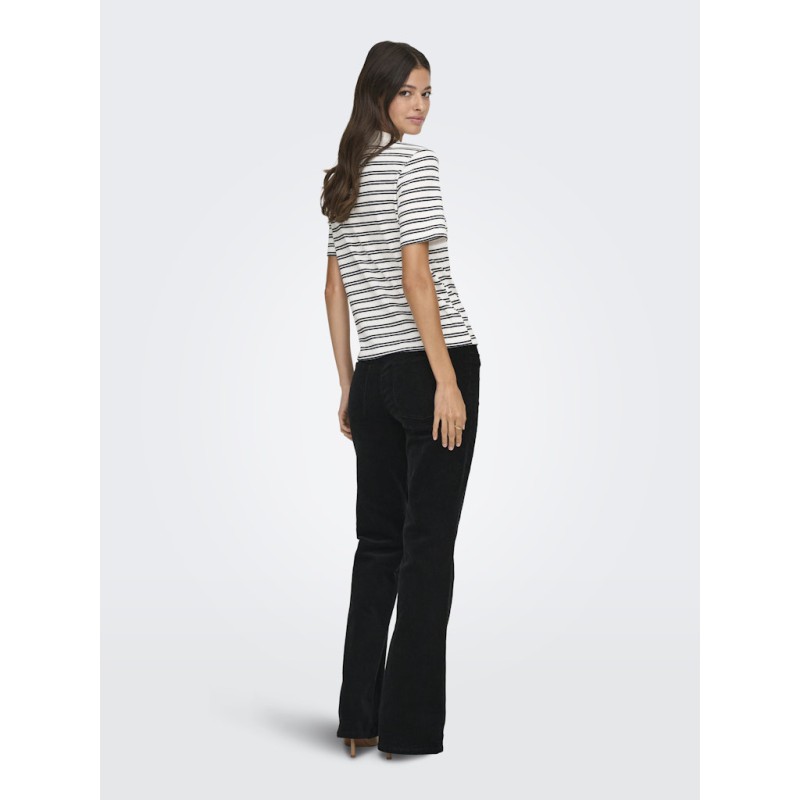 JDY Helga Kortærmet Rib Polo Top - Cloud Dancer