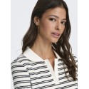 JDY Helga Kortærmet Rib Polo Top - Cloud Dancer