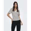 JDY Helga Kortærmet Rib Polo Top - Cloud Dancer