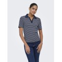 JDY Helga Kortærmet Rib Polo Top - Navy Blazer