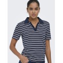 JDY Helga Kortærmet Rib Polo Top - Navy Blazer