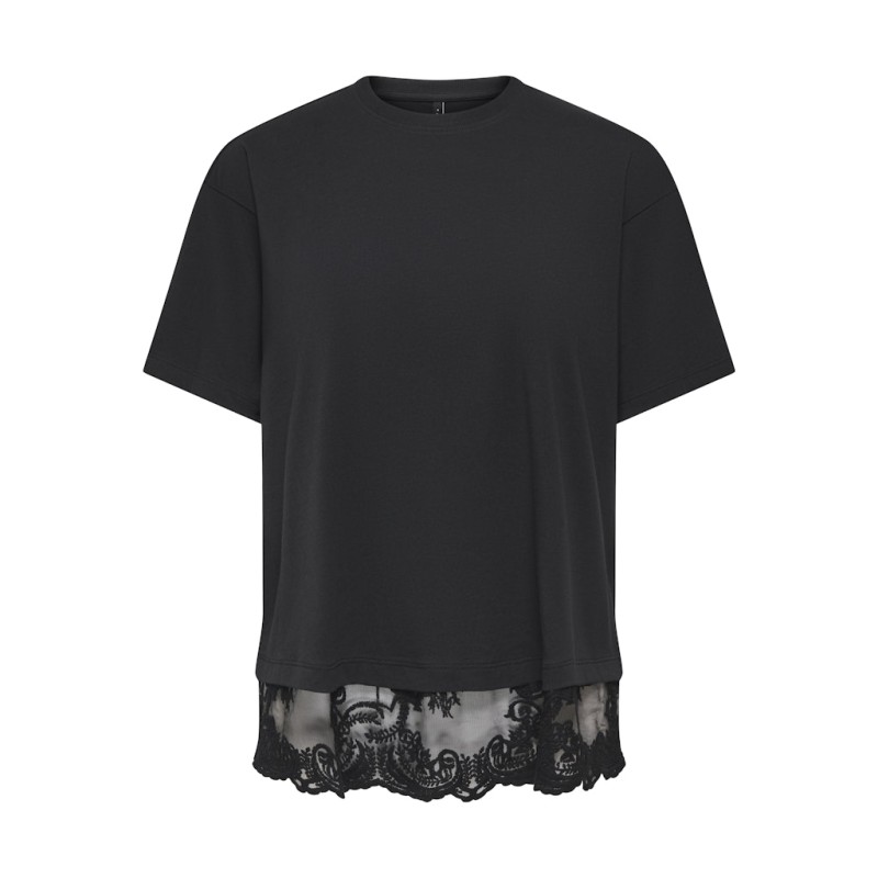 ONLY Vivi kortærmet blonde t-shirt - Black