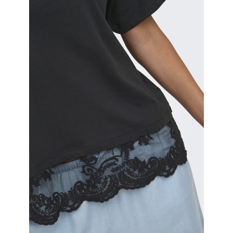 ONLY Vivi kortærmet blonde t-shirt - Black