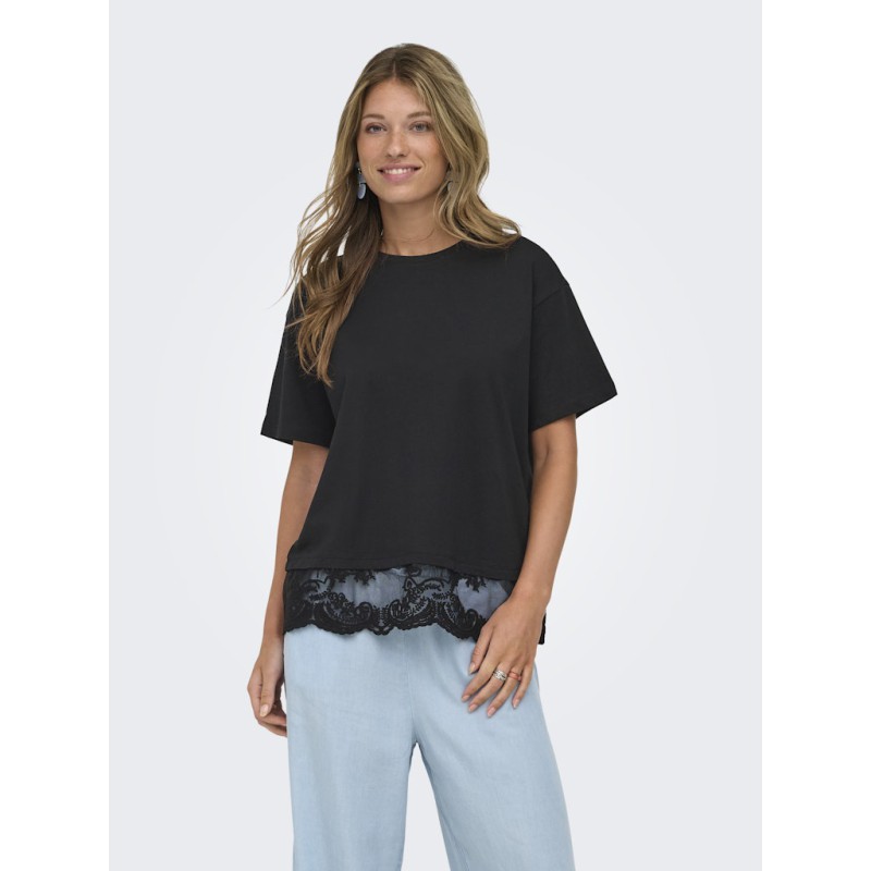 ONLY Vivi kortærmet blonde t-shirt - Black