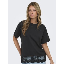 ONLY Vivi kortærmet blonde t-shirt - Black