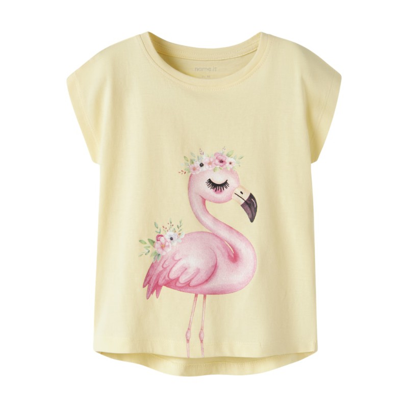 NAME IT MINI Votia kortærmet t-shirt - Double Cream Flamingo